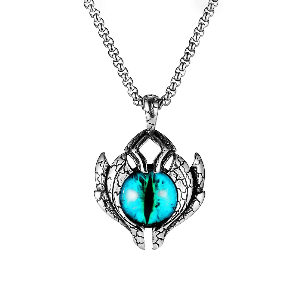 Vintage 316L Stainless Steel Demon Eye Pendant Necklaces For Men Women Punk Hip Hop Male Biker Jewelry Halloween Gifts Wholesale