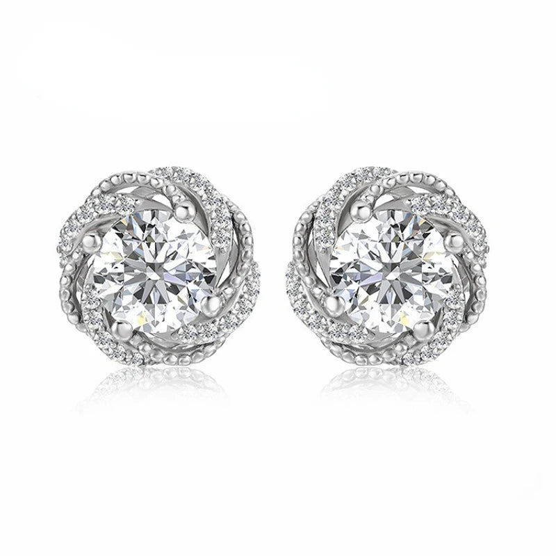 1 Carat Moissanite Stud Earrings 925 Sterling Silver Trendy Snowflake Engagement Wedding Fine Jewelry