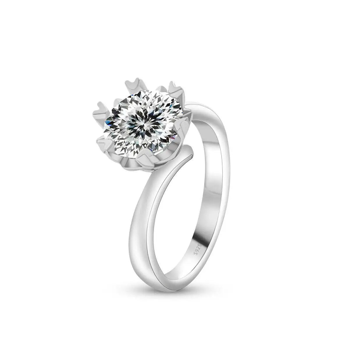 Sparkle 2 Carat Moissanite Women's Ring 925 Sterling Silver Minimalist Snowflake Ring D Color Jewelry Gift With Certificate