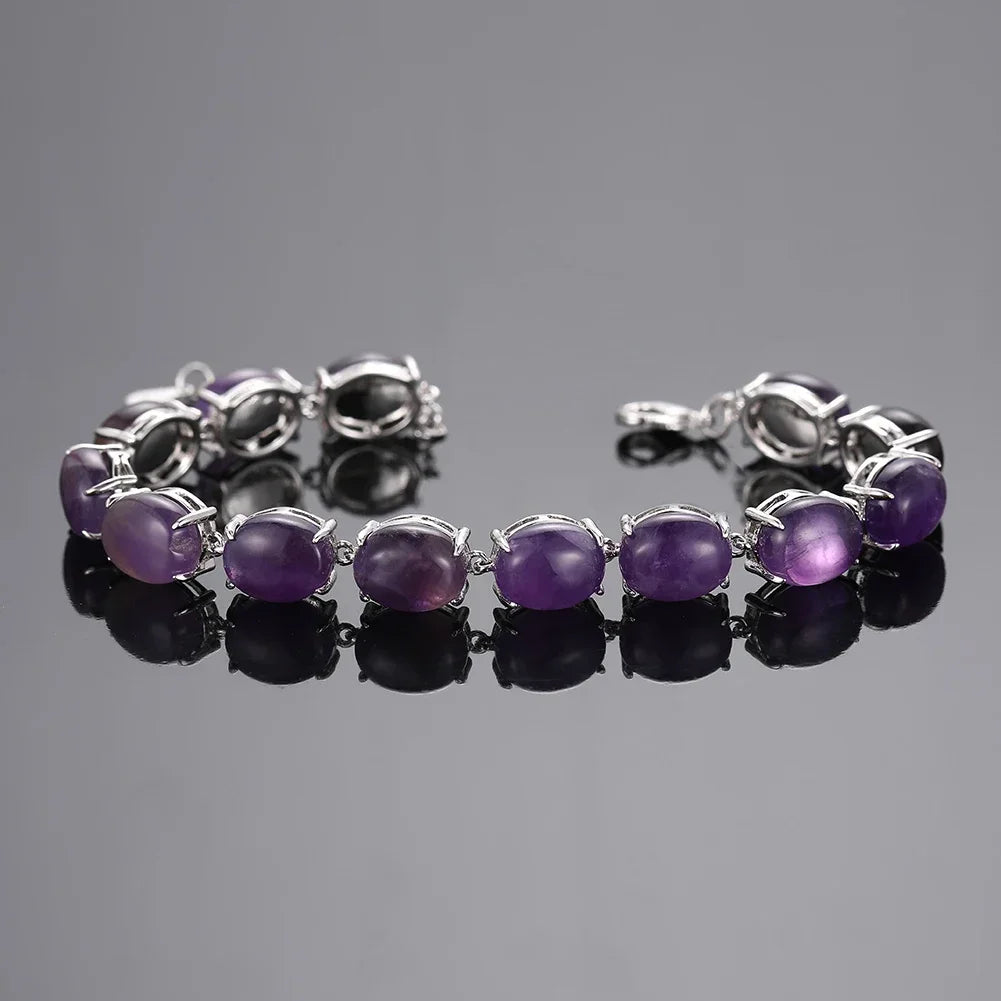 Natural Labradorite Bracelet Silver Bracelet Turquoise Amethyst Gemstone Bangle Party Anniversary Gift Jewelry