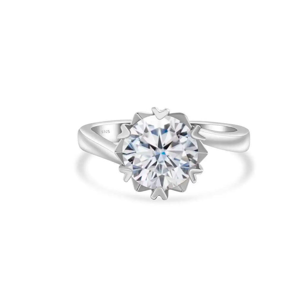 Sparkle 2 Carat Moissanite Women's Ring 925 Sterling Silver Minimalist Snowflake Ring D Color Jewelry Gift With Certificate