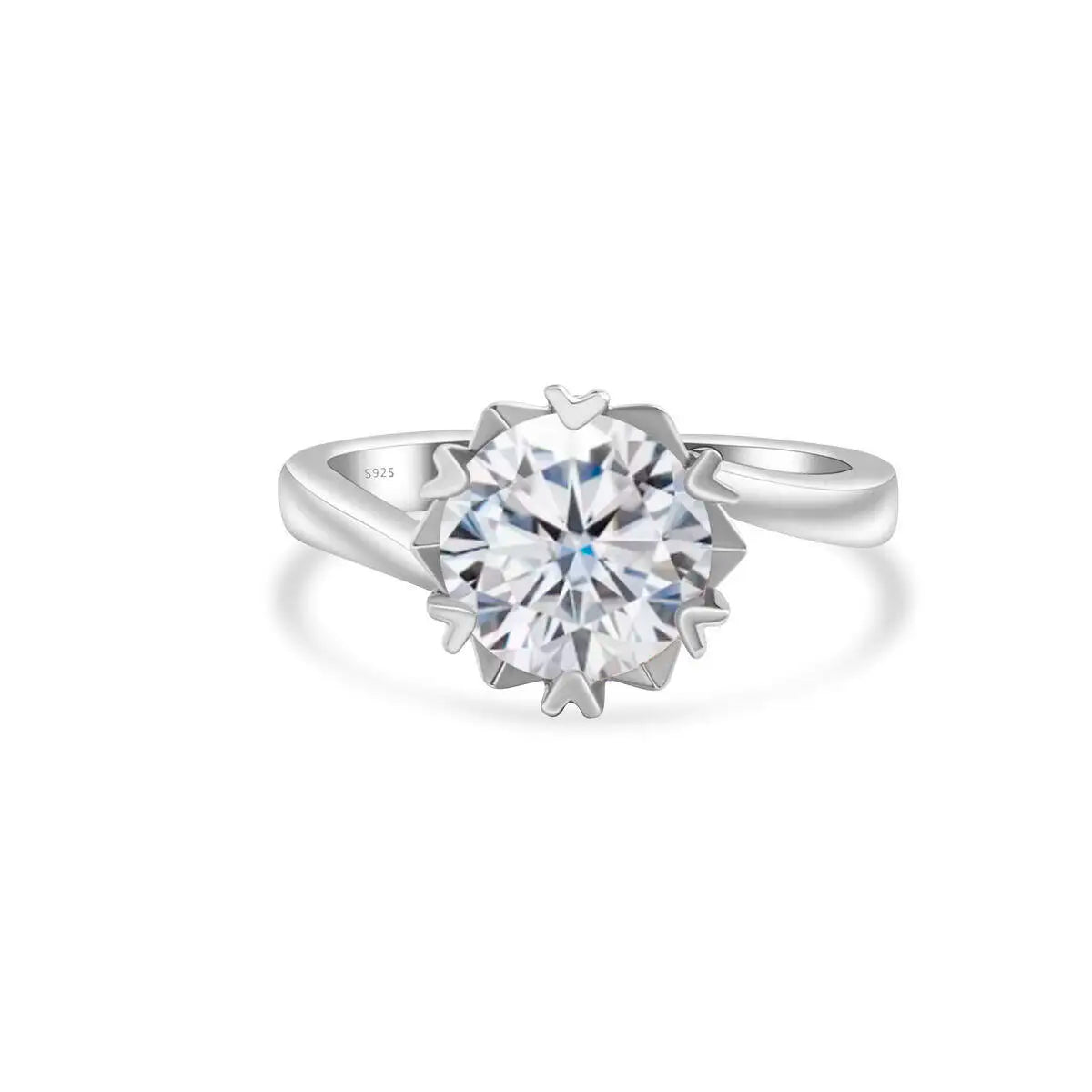 Sparkle 2 Carat Moissanite Women's Ring 925 Sterling Silver Minimalist Snowflake Ring D Color Jewelry Gift With Certificate
