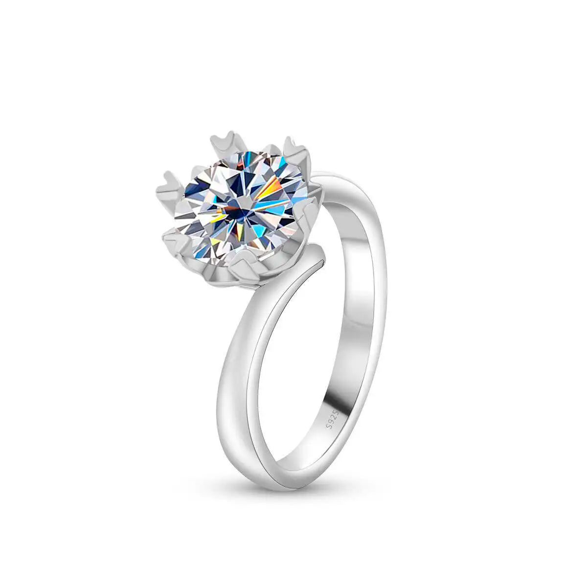 Sparkle 2 Carat Moissanite Women's Ring 925 Sterling Silver Minimalist Snowflake Ring D Color Jewelry Gift With Certificate