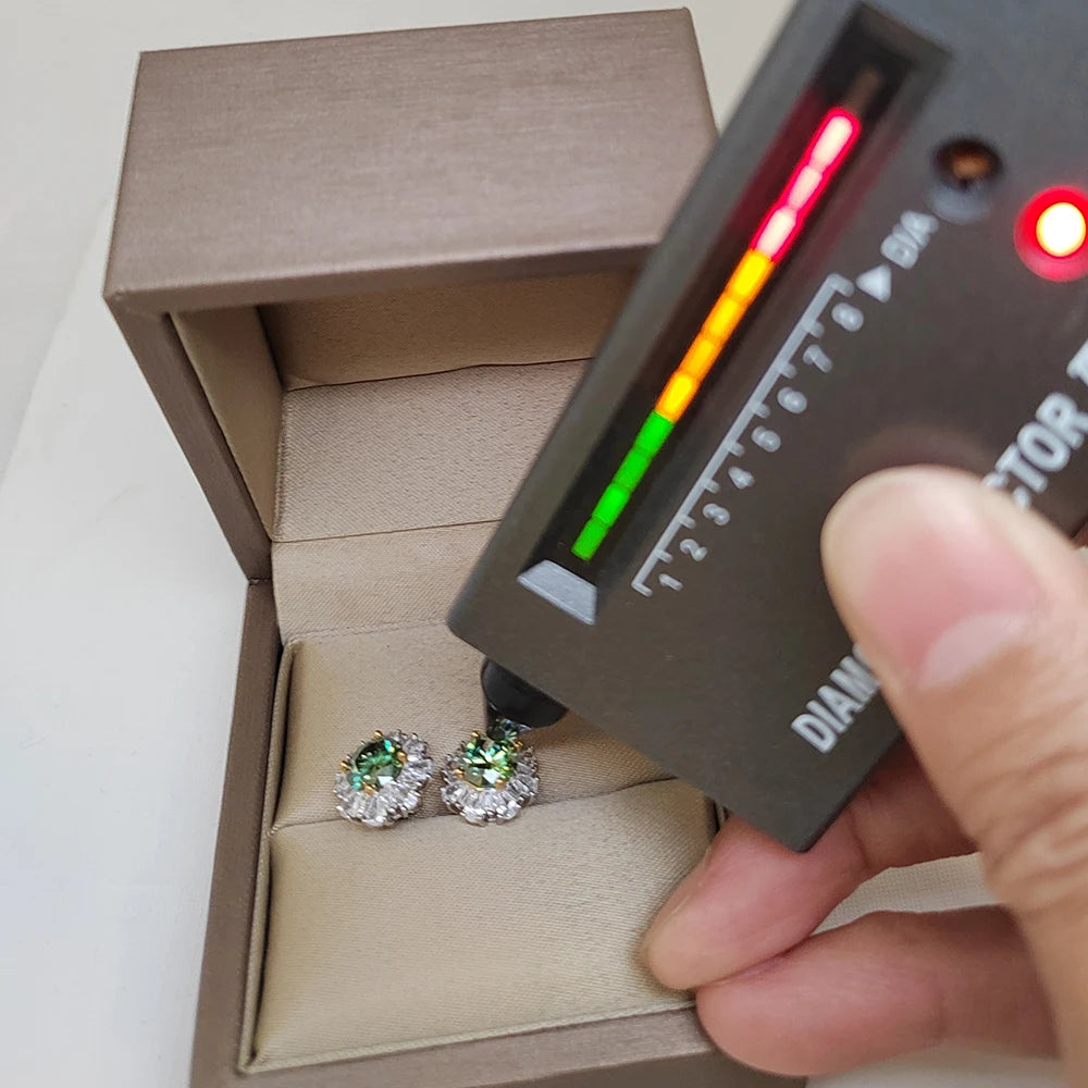 1CT Green Moissanite Stud Earrings with Certificate S925 Silver Jewelry Wedding Party Birthday Gift