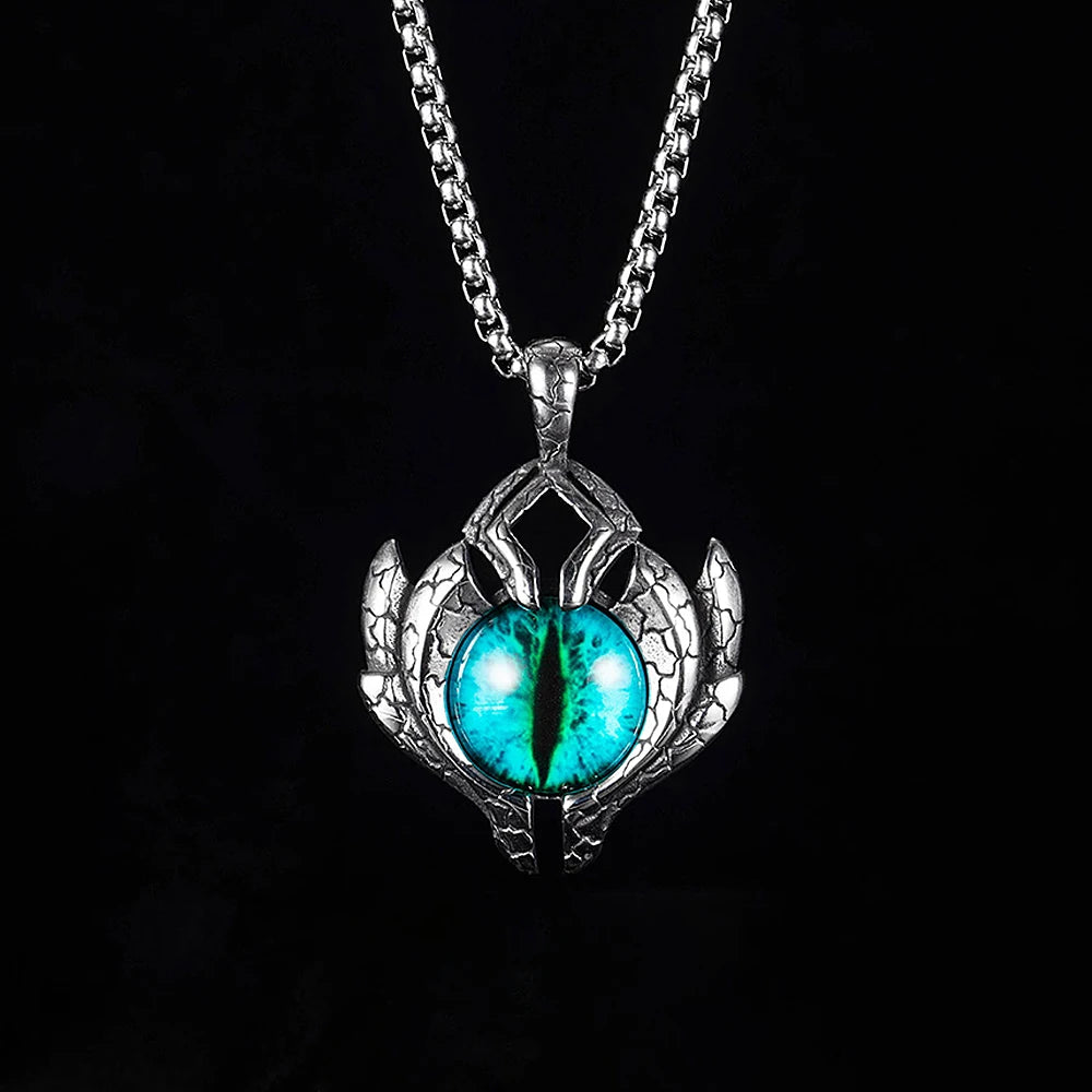 Vintage 316L Stainless Steel Demon Eye Pendant Necklaces For Men Women Punk Hip Hop Male Biker Jewelry Halloween Gifts Wholesale