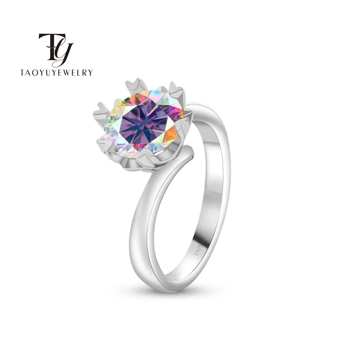 Sparkle 2 Carat Moissanite Women's Ring 925 Sterling Silver Minimalist Snowflake Ring D Color Jewelry Gift With Certificate